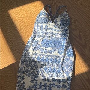 Blue and White Patterned Dress